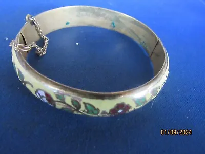 Vintage Asian Cloissonne Inlay Floral Design Bracelet • $4.99