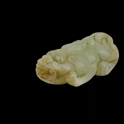 Chinese Old Hand Carving  PiXiu  Statue Natural White Nephrite Jade Pendant • £399