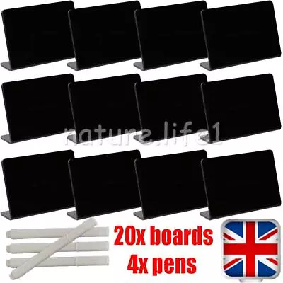 £14.78 • Buy 20X Mini Chalkboard Signs, Small Black Chalk Board Menu Blackboard Display 4 Pen