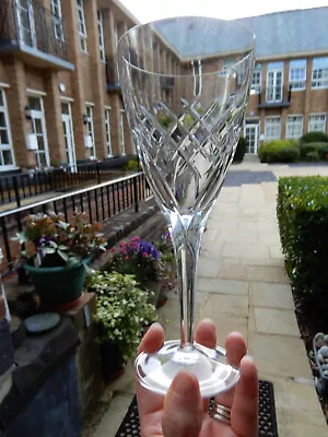 2x Discontinued Edinburgh Crystal Torrent Cut Wine Goblets 8” Signed • £35