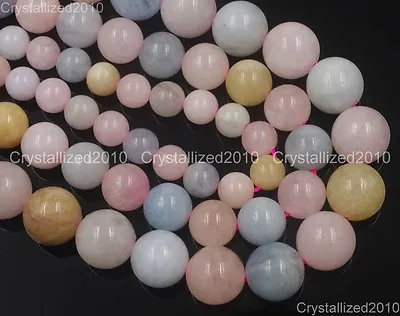 Natural Gemstones Morganite Beryl Aquamarine Round Beads 4mm 6mm 8mm 10mm 15  • $7.08