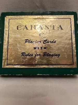 VINTAGE 1950s CANASTA PLAYING CARD SET COMPLETE WITH INSTRUCTIONS ORIGINAL BOX • $9.99