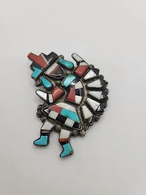 Native American Rare Early Vintage Zuni Sterling Silver Rainbowman Pin Brooch • $341.25