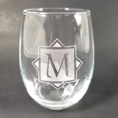 8 Monogram Initial Letter “M” Stemless Wine Glasses Set Roly Poly Bar Juice Lot • $31.99