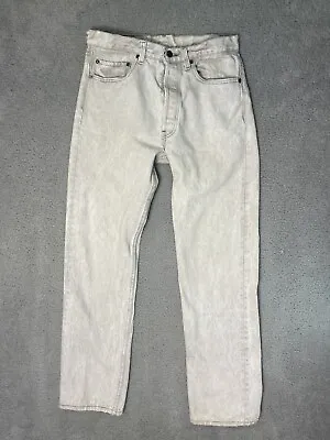 Vintage Levis 501xx Button Fly Jeans Mens 33x32 White Made In USA Distressed • $39.79