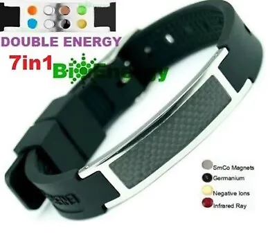 TITANIUM Magnetic Energy Armband Power Bracelet Health Bio 7in1 Bio Black 25689 • £19.95