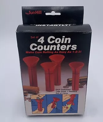 Vintage 1988 Set Of 4 Coin Counters Red Funnel Tubes Sun Hill Made In USA Used • $10.19