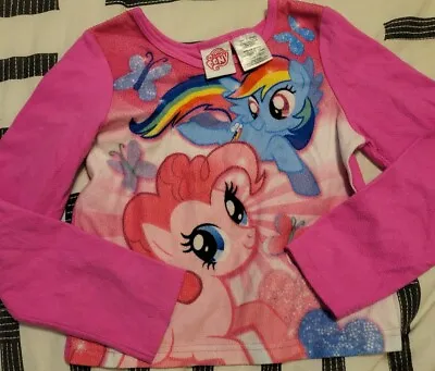My Little Pony Girls Long Sleeve Pink Multicolor Pajama Shirt Size 6 • $1