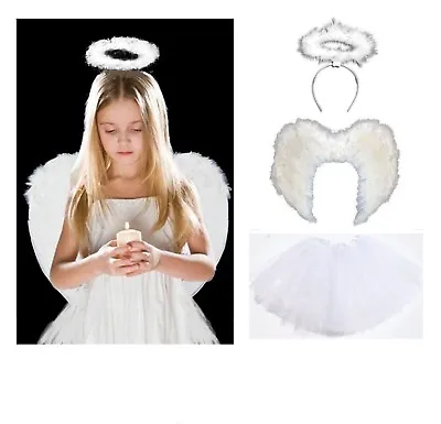 £15.45 • Buy White Tutu Set Angel Costume Feather Girls Halloween Fancy Dress Party Outfit