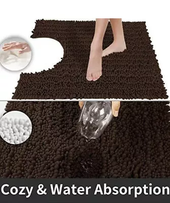 Yimobra Luxury Shaggy Toilet Bath Mat U-Shaped Contour Rugs For Bathroom 24.4... • £4.99