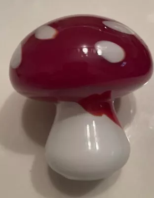 Art Glass Mushroom Red & White 4”Heavy • $28