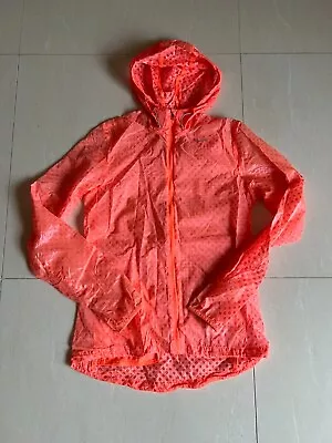 NIKE - Neon Orange/Peach Hooded Running Windbreaker Zip Jacket Small • $10