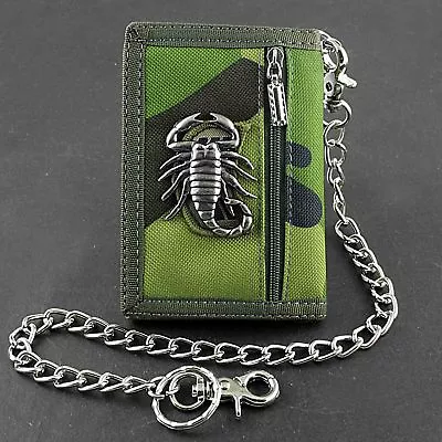 Mens Boys Trifold Covans Military Camouflage Army Wallet With Anit Theft Chain • $13