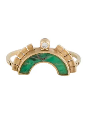 Young In The Mountains 14K Variscite & Diamond Rising Sol Ring Crown • £819.21