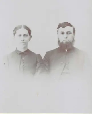 CDV Cabinet Card Amish Mennonite Couple Bearded Man  Harrisonburg VA 13 • $16.50