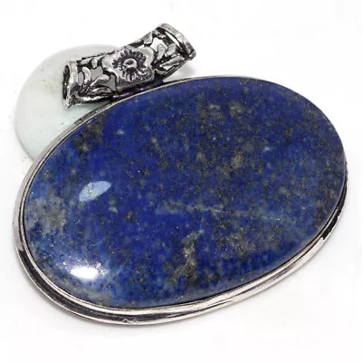 Lapis Lazuli 925 Silver Plated Chunky Gemstone Pendant 1.6  Exquisite Jewelry GW • $2.99