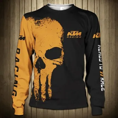 Long Sleeve Shirt 3D Motobike Size S-5XL Printed 3D KTM Orange New • $27.99