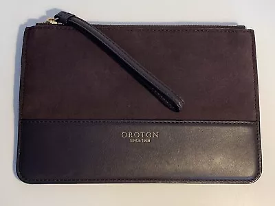 New Oroton Berkeley Medium Wristlet Pouch  $175 Brown Suede Leather Nwot • $95