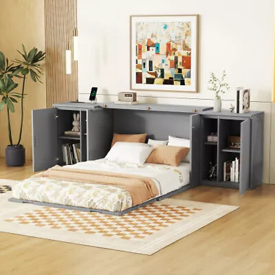 Full Queen Size Murphy Bed With Stroage Cabinets Murphy Chest Cabinets Floor Bed • $845.49