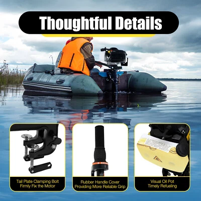 Motore Fuoribordo 2.3HP 52cc 2 Tempi - Leggero E Regolabile, CE Certified - Foto 2