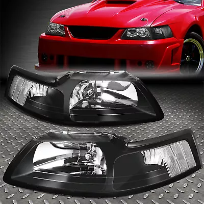 For 99-04 Ford Mustang Black Housing Clear Corner Headlight Replacement Lamps • $63.88