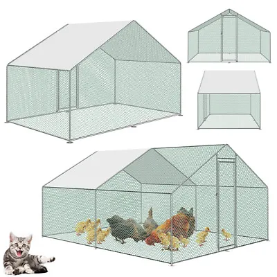 Chicken Coop Run Walk In Cage Poultry Rabbit Kennel Hutch House Metal 3 Size New • £145.99