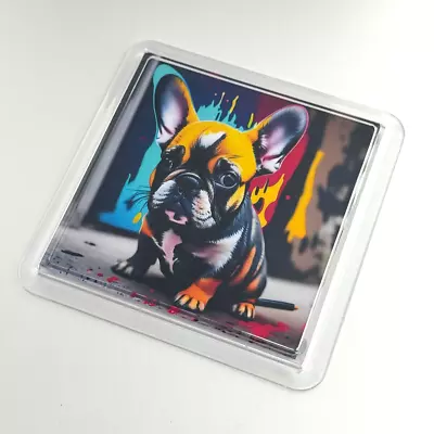 Colourful French Bulldog Coaster - Acrylic - Drinks Tea Coffee Coaster • £3.49