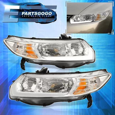 For 06-11 Honda Civic FG Coupe 2DR JDM Chrome Amber LED DRL Head Lights Lamp Set • $133.99