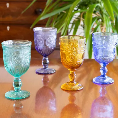 Coloured Glassware Wine Glasses Goblets Dinner Party Cocktail Wedding Gift Home • £14.99