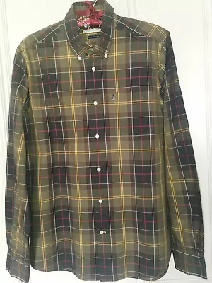 New Men Barbour Shirt Tartan M 38/40 Chest Button Collar 100% Cotton Fresh Crisp • £25