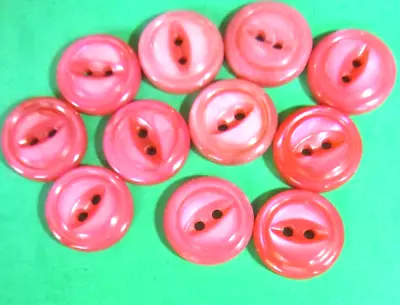 (11) Vintage/antique 5/8  Dyed Pink Pearl Shell 2-hole Craft Buttons-n112 • $4.59