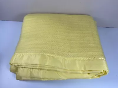 VTG Utica JP Stevens Acrylic Blanket 80 X 90 Canary Yellow Brand New (Read) USA • $82.99