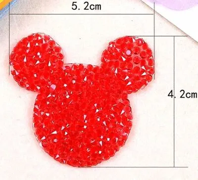 Disney Mickey Mouse Head Crystal Red Applique Iron On Hot Fix Patch • $6.99