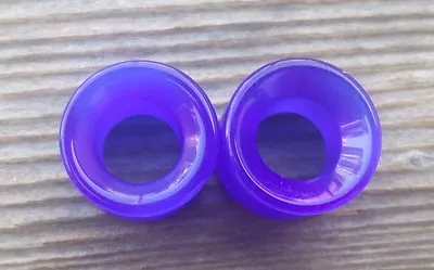 Pair Of Blue Cats Eye Tunnel Plugs Gauges Body Jewelry Double Flared • $10.99