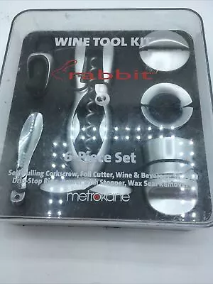 Wine Bottle Opener Metrokane Rabbit Wine Tool 6 Piece Kit Silver Tone • $16