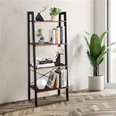 4 Tiers Industrial Ladder Shelf Vintage Bookshelf Storage Rack Shelf For Offic • $68.82