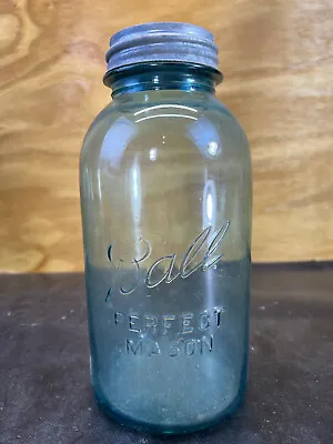 Vintage Ball Perfect Mason Blue Half Gallon Canning Jar W/ Zinc Lid  #4 • $17.56