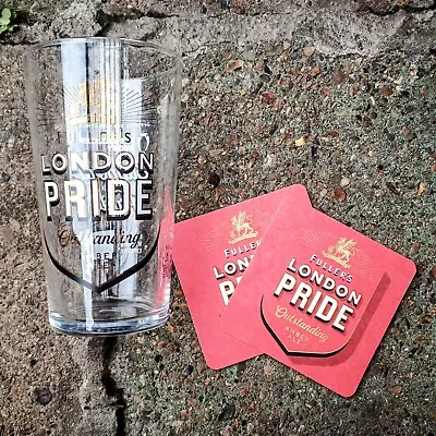 Fullers's Brewery LONDON PRIDE Ale Pint Glass & 2 BEER MATS Father's Day Gift  • £7.95