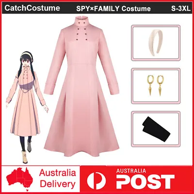 Anime SPY×FAMILY Yor Forger Briar Cosplay Costume Thorn Princess Pink Wind Coat • $46.97