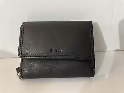 Rolfs Black Leather Trifold Wallet Zippered Back Coin Purse 4.5  X 3.5  NEW • $15.98