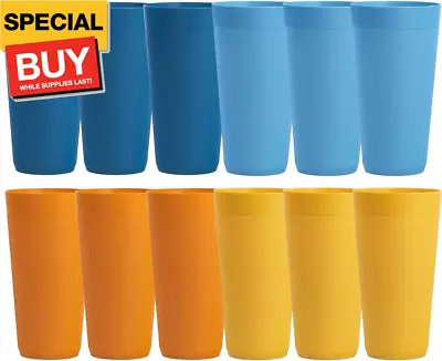 Newport 32 Ounce Unbreakable Plastic Stackable Iced-Tea Tumblers In 4 Sunrise Co • $24.83