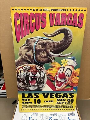 Vintage Circus Vargas Poster 14 X24   Las Vegas Elephant Clown & Tiger • $8.77