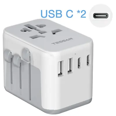 $34.09 • Buy 2 USB C Travel Power Adapter Wall Socket For AUS To Europe Germany Iceland Italy