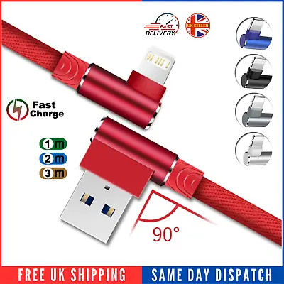 Heavy Duty Right Angle 90 Degree USB Charger Cable Data Lead For IPhone IPad UK • £3.45
