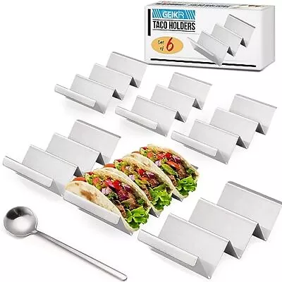 Stainless Steel Taco Holders Set Of 6 Each Metal Taco Stands For 3 Tacos Taco Ra • $17.99