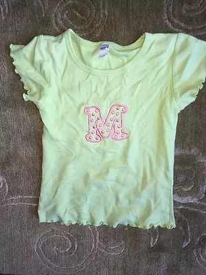 Sz 6 Monag Green Shirt Pink M Applique VGUC Boutique  • $8.99