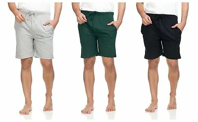 3 PACK Men's Casual 100% Cotton Soft Knit Pajama Bottom Loungewear Shorts Pocket • $24.95