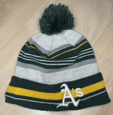 Oakland A’s Baseball  Beanie Knit Cap With Pom Stripe New Era Jersey Lined OSFM • $17
