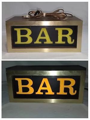  BAR  Light Box/Sign Wood Frame Yellow/Black Plexi Sign Vtg. 70's EUC • $109