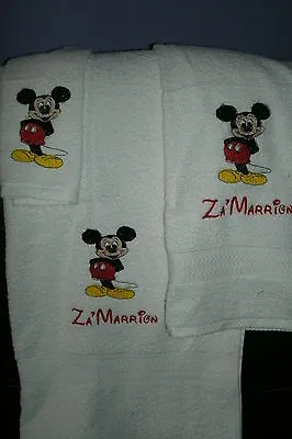 Mickey Mouse Posing Personalized 3 Piece Bath Towel Set Your Color Choice  • $28